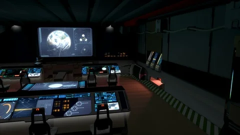 Futuristic science fiction command center V2.	 Stock Footage 93682079