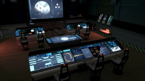 Futuristic science fiction command center V2.	 Stock Footage 93830489