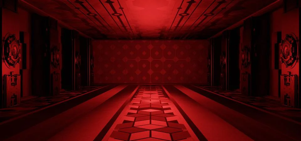 Futuristic Science Fiction Quantum Physics Laboratory Advanced Red Colors Mod Иллюстрация