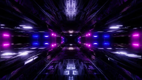 Futuristic science-fiction technical tunnel corridor 3d illustration background Stock Footage 113199855