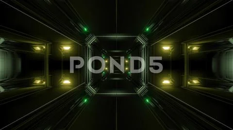 Futuristic science-fiction tunnel corridor 3d illustration background Stock Illustration