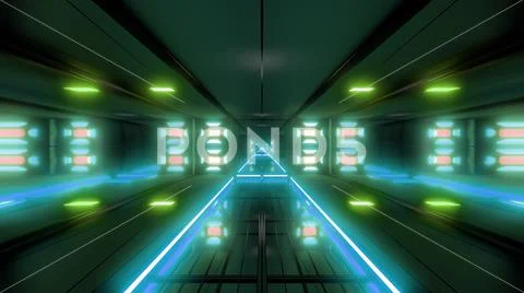 Futuristic science-fiction tunnel corridor 3d illustration background Stock Illustration