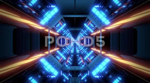 Futuristic science-fiction tunnel corridor 3d illustration background wallpaper Stock Illustration