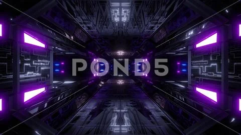 Futuristic science-fiction tunnel corridor 3d illustration background wallpaper Stock Illustration