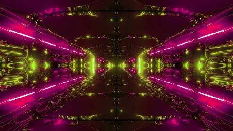 Futuristic scifi alien space tunnel building 3d rendering wallpaper background, Ilustración de archivo