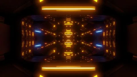 Futuristic scifi background wallpaper background with yellow glow 3d render Stock Illustration