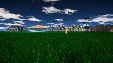 Futuristic Scifi City Video stock 106826369