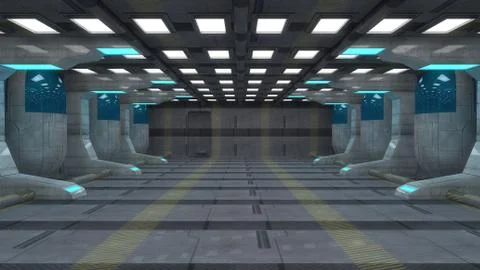 Futuristic SCIFI Corridor Stock Illustration