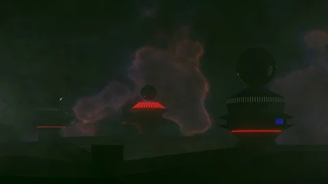 Futuristic Scifi Space colony looping animation. Ancient alien settlement in Stock Footage 123849606