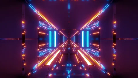 Futuristic scifi tunnel corridor with nice glass bottom and windows 3d rendering Stock Footage 118530204