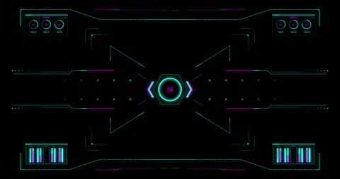 A futuristic screen with a circle in the middle on a black background Vídeo Stock 267776691