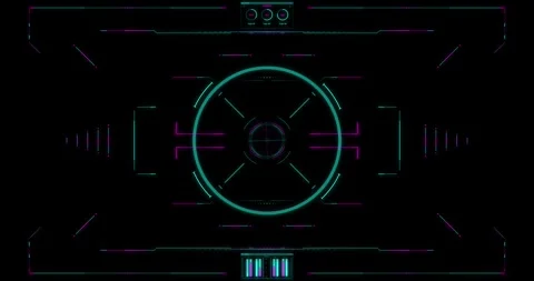 A futuristic screen with a circle in the middle on a black background Vídeo Stock 267923442