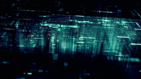 Futuristic Screen Display Data Matrix Simulation Background Vídeo Stock 276214680