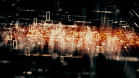 Futuristic Screen Display Data Matrix Simulation Background Vídeo Stock 276220130