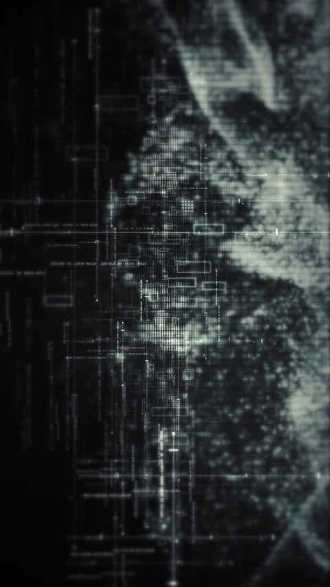 Futuristic Screen Display Data Matrix Simulation Background Vídeos de archivo 284442299