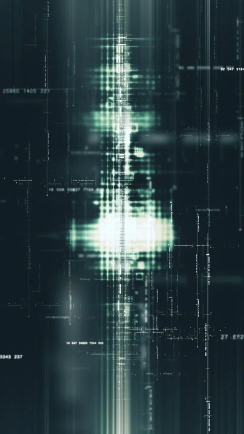 Futuristic Screen Display Data Matrix Simulation Background Vídeos de archivo 284443392