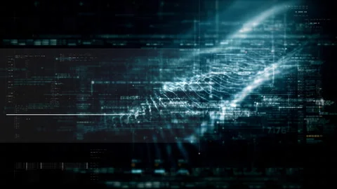 Futuristic Screen Display Data Matrix Simulation Background Video stock 327119231