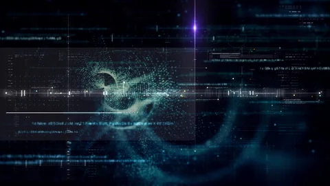 Futuristic Screen Display Data Matrix Simulation Background Stock Footage 327120188