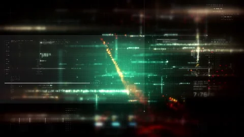 Futuristic Screen Display Data Matrix Simulation Background Video stock 327140064