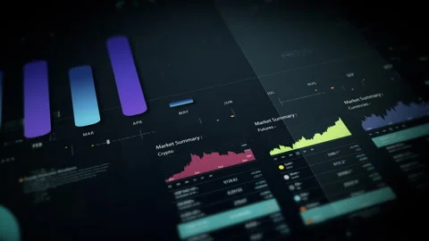 Futuristic Screen Display Data Matrix Simulation Background Video stock 328412000
