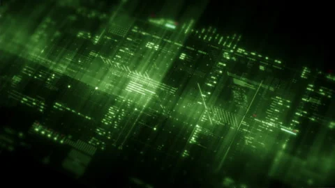 Futuristic Screen Display Data Matrix Simulation Background Vidéo 331584132