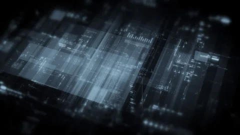 Futuristic Screen Display Data Matrix Simulation Background Stock-Footage 331584133