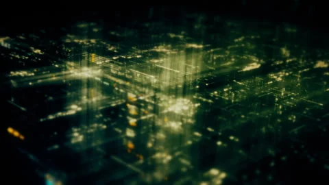 Futuristic Screen Display Data Matrix Simulation Background Vidéo 331585016