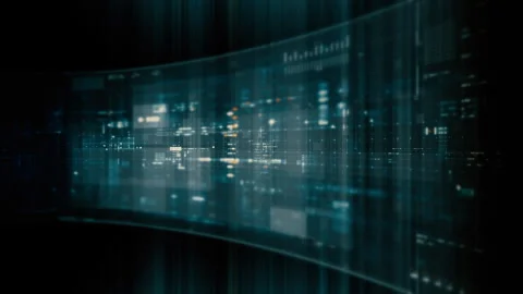 Futuristic Screen Display Data Matrix Simulation Background Stockbeeldmateriaal 334928274