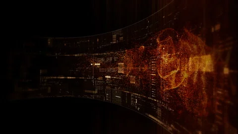 Futuristic Screen Display Data Matrix Simulation Background Stock Footage 334932164