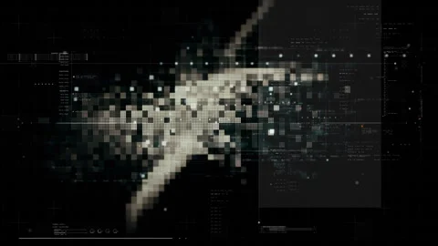 Futuristic screen display matrix, hi-tech digital data telemetry with encrypted Stock Footage 328966232