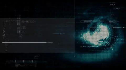 Futuristic screen display matrix, hi-tech digital data telemetry with encrypted Stock Footage 328966588