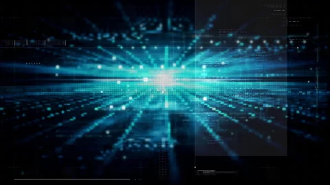 Futuristic screen display matrix, hi-tech digital data telemetry with encrypted Stock Footage 328967654