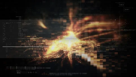 Futuristic screen display matrix, hi-tech digital data telemetry with encrypted Stock Footage 328968210