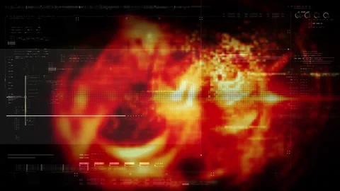 Futuristic screen display matrix, hi-tech digital data telemetry with encrypted Stock Footage 328968325