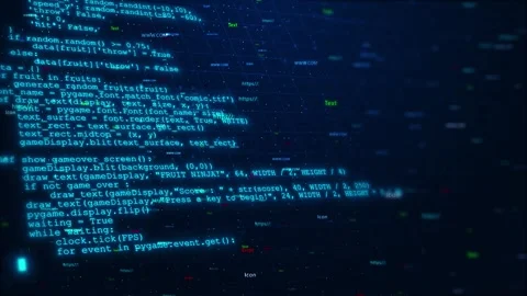 Futuristic screen display matrix, hi-tech digital data telemetry with encrypted Stock Footage 333791188