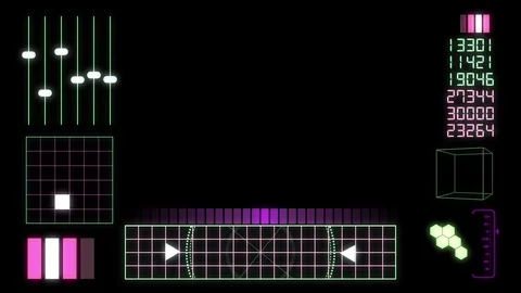 Futuristic Screen Interface in Retro 1980s Style Stock Footage 77453314