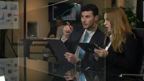 Futuristic Screen In Office Stock Footage 210419378