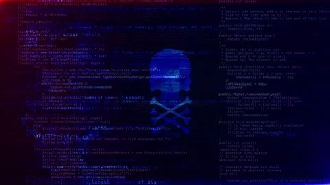 Futuristic screen programming code viruses Hacker interface threats Code Stream Stock Footage 295176334