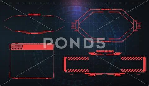 Futuristic screens HUD, GUI, UI and titles warning, danger. Warning ...