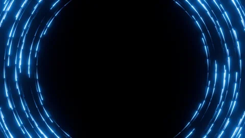 Futuristic seamless loop animation of blue neon glowing dots moving along the Stock Footage 340829114