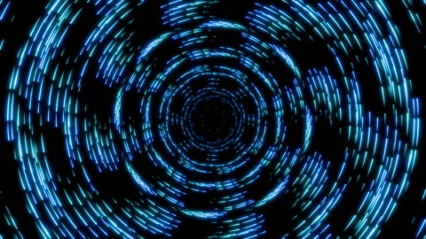 Futuristic seamless loop animation of blue short light lines rotating right to Stock Footage 340829561