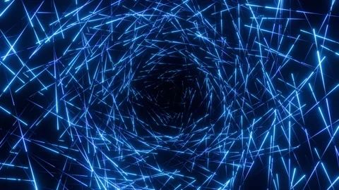 Futuristic seamless loop animation of blue thin light lines moving right to left Stock Footage 340918179