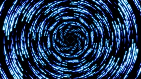 Futuristic seamless loop animation of blue and cyan star particles rotating Stock Footage 340991729