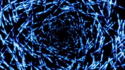 Futuristic seamless loop animation of blue and cyan star particles forming a Video stock 341314559