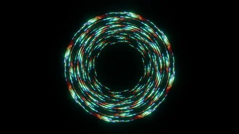 Futuristic seamless loop animation of colorful short light lines rotating in a Stock Footage 340416381