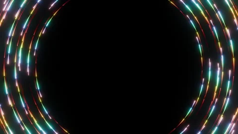 Futuristic seamless loop animation of colorful glowing dots moving along the Stock Footage 340709121