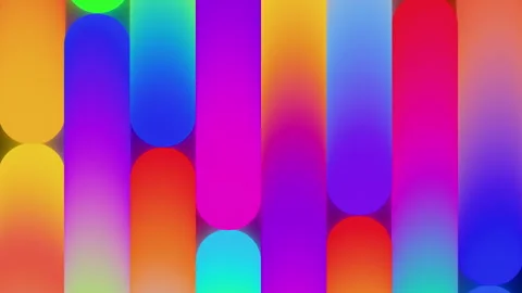 Futuristic seamless loop animation of colorful neon capsule bars moving up and Video stock 341451768