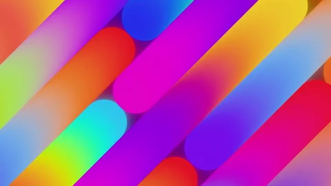 Futuristic seamless loop animation of colorful neon capsule bars moving slowly Video stock 341677465