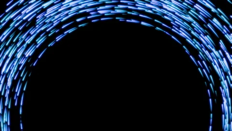 Futuristic seamless loop animation of glowing blue star particles forming a neon Stock Footage 340991496