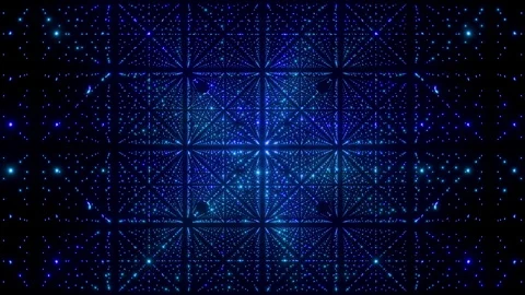 Futuristic seamless loop animation of moving through a geometric matrix of blue Stock-Footage 343432309